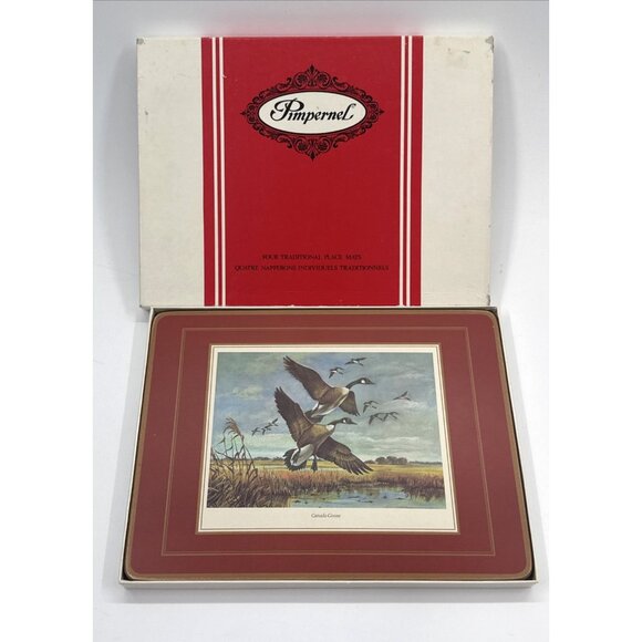 Vintage Pimpernel Set of 4 Ducks Wild Fowl Place Mats Cork Back Hunting Cabin - Picture 8 of 11